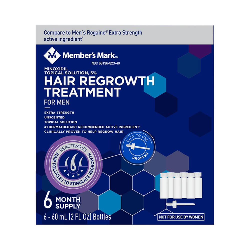 Box of 6 bottles of members mark 5% minoxidil solution for men