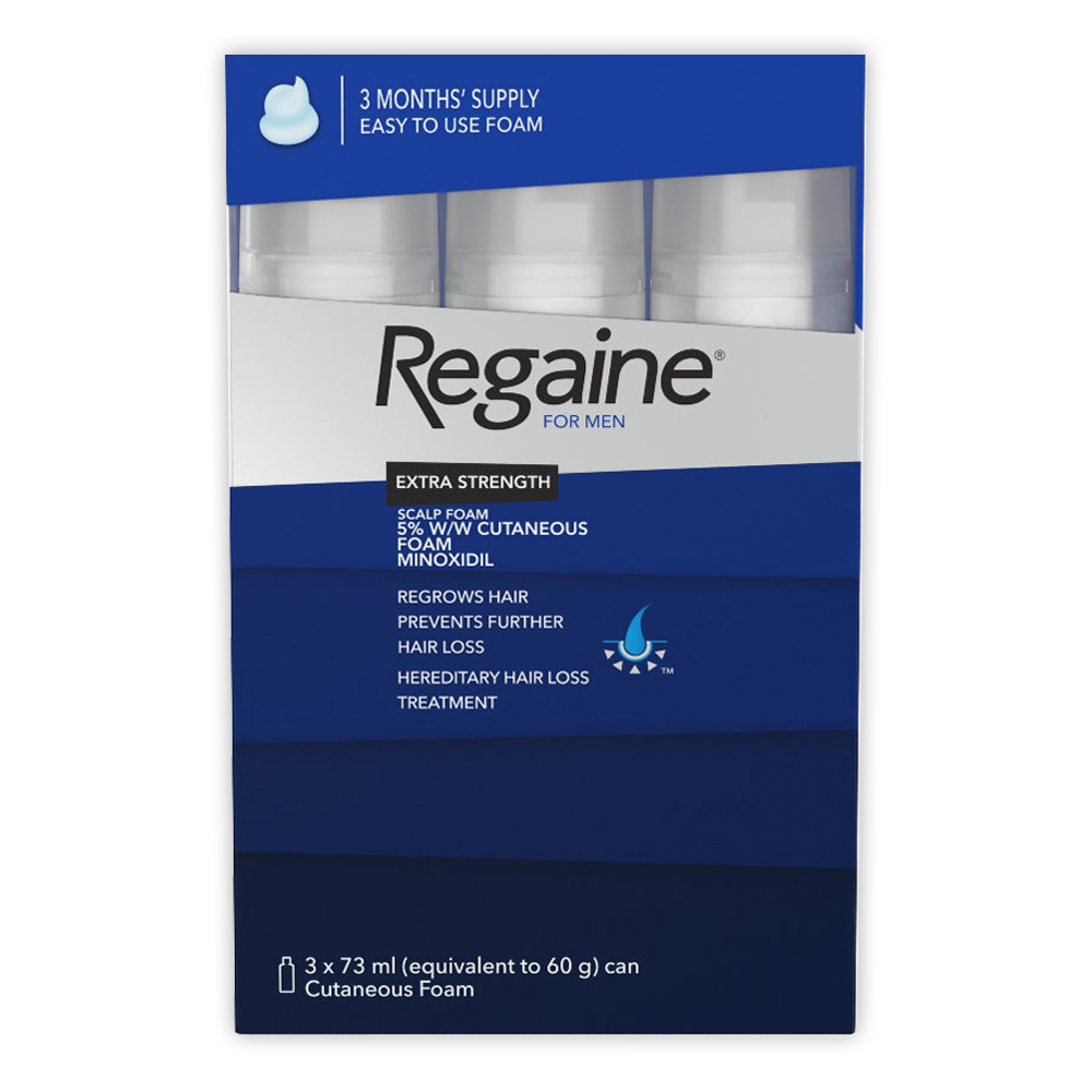 Box of 3 bottles of regaine 5% minoxidil foam for men